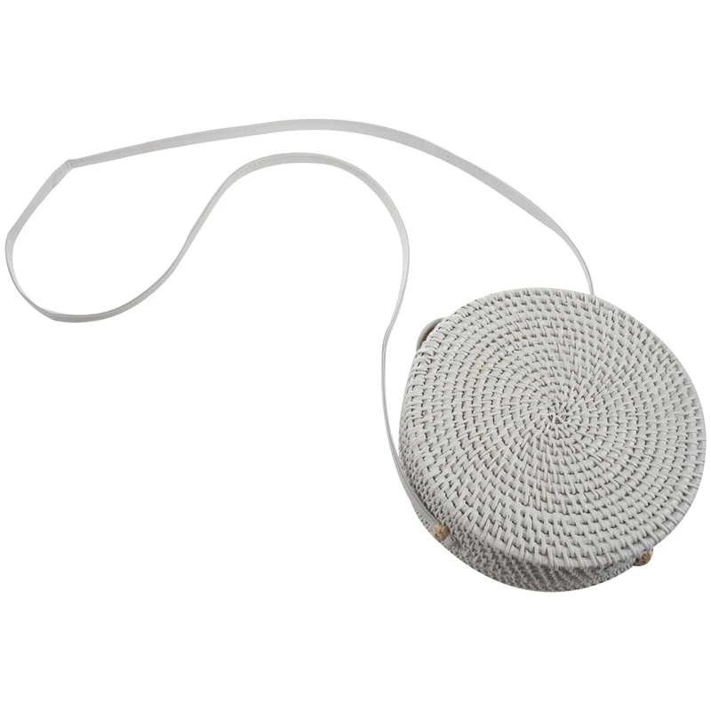 Новые белые круглые сумки из ротанга для женщин Бохо пляжная сумка-Кроссбоди