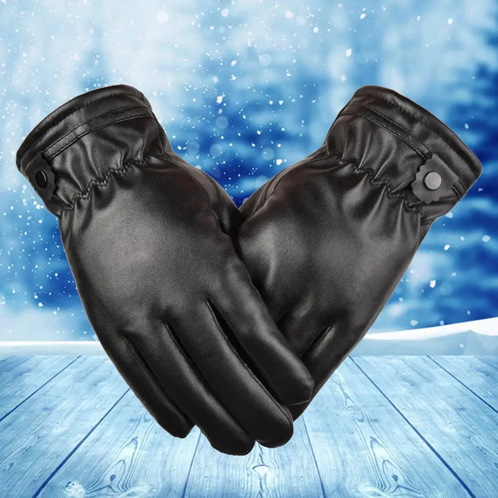 

1 Pair Winter Warm Gloves Practical Outdoor Supplies Water-proof for Exercise Faux Leather Gloves Touchscreen Gloves