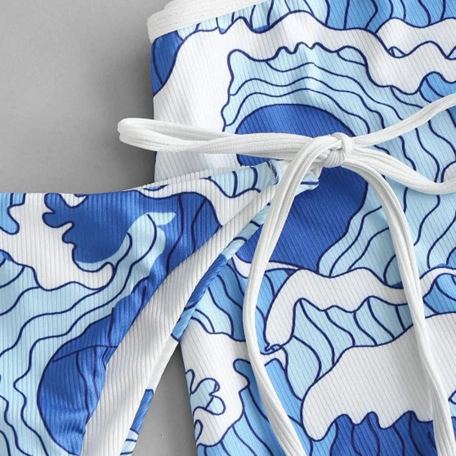 Купальные костюмы женский сексуальный Модный комплект бикини с морским принтом