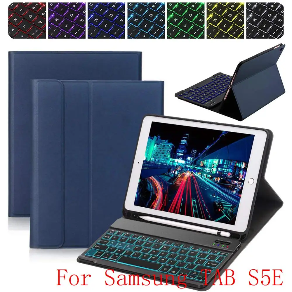 Backlight Blue Беспроводной клавиатура чехол для samsung Galaxy TAB S5E Bluetooth чехол с откидной магнитной крышкой клавиатура чехол для планшета для samsung TAB S5E S4 s5 e 10,5 - Цвет: Backlight Blue