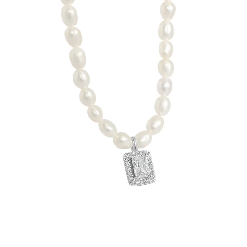 

LouLeur 925 Sterling Silver Necklace Pearl Chain Zircon Pendant Necklace For Women Chain On The Neck Fine Jewelry 2021 New Desig