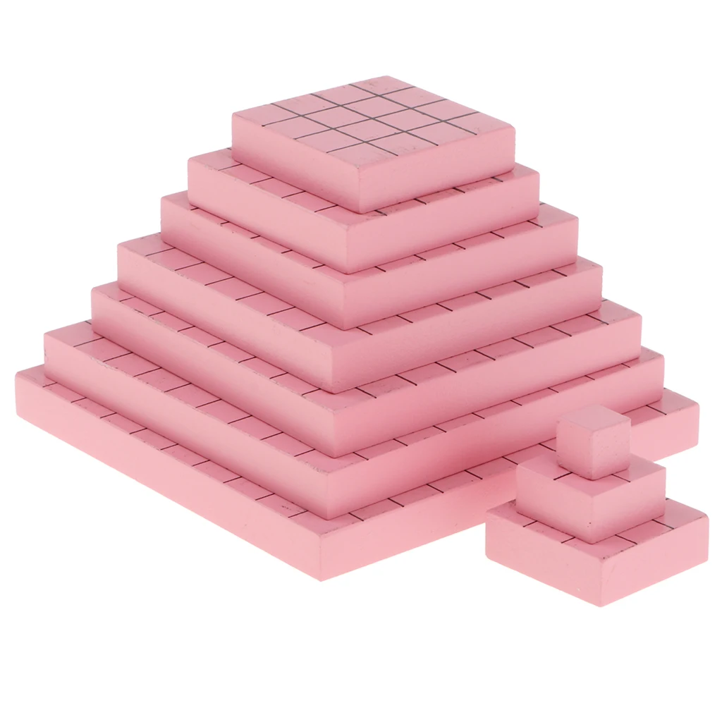 Деревянные Монтессори Математические Игрушки розовый кубический башня укладки