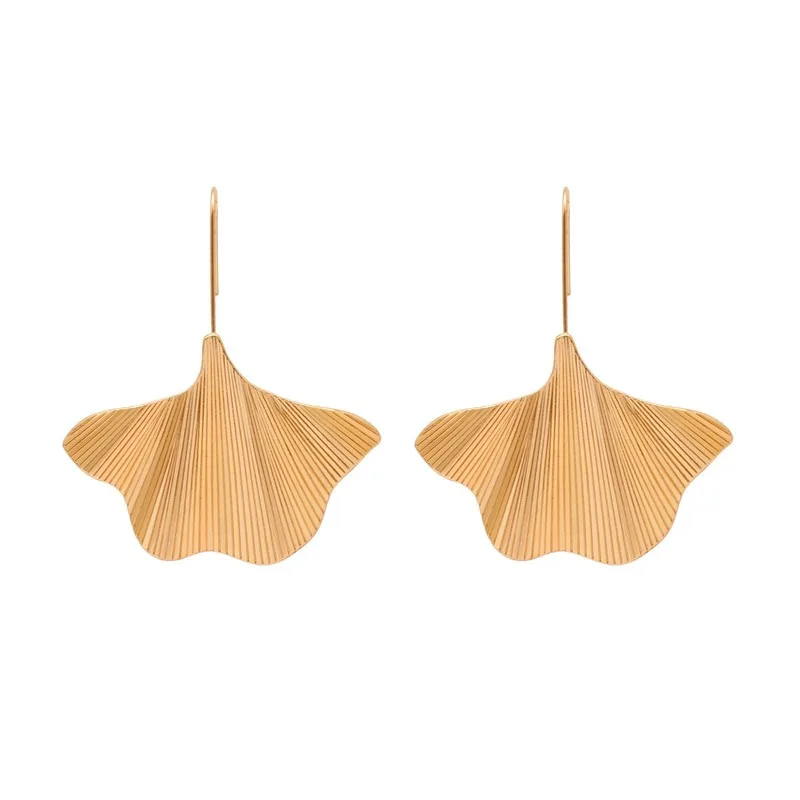 

Abayabay European Earring Women Ear Stud Drop Earrings Leaves Girls Yellow Gold Color Lovers Trendy Jewelry Kolczyki Pendientes