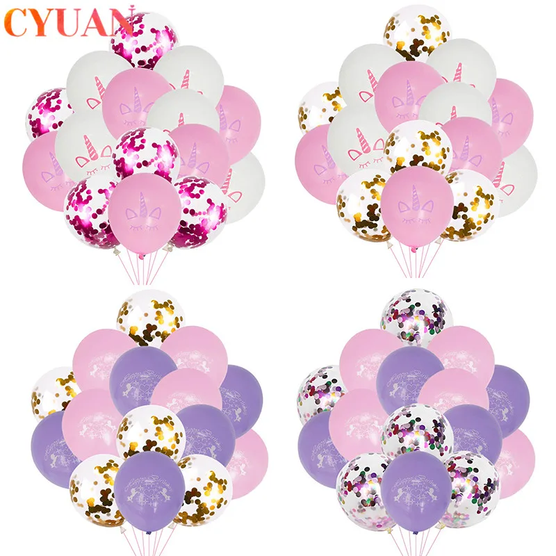 Воздушный шар в виде единорога украшение для дня рождения латексный с конфетти