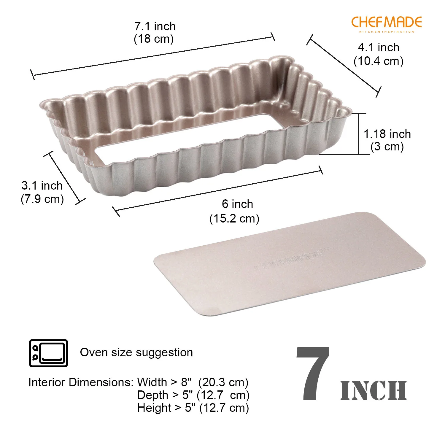 CHEFMADE 7 дюймовый тартов со съемным дном с антипригарным покрытием прямоугольник