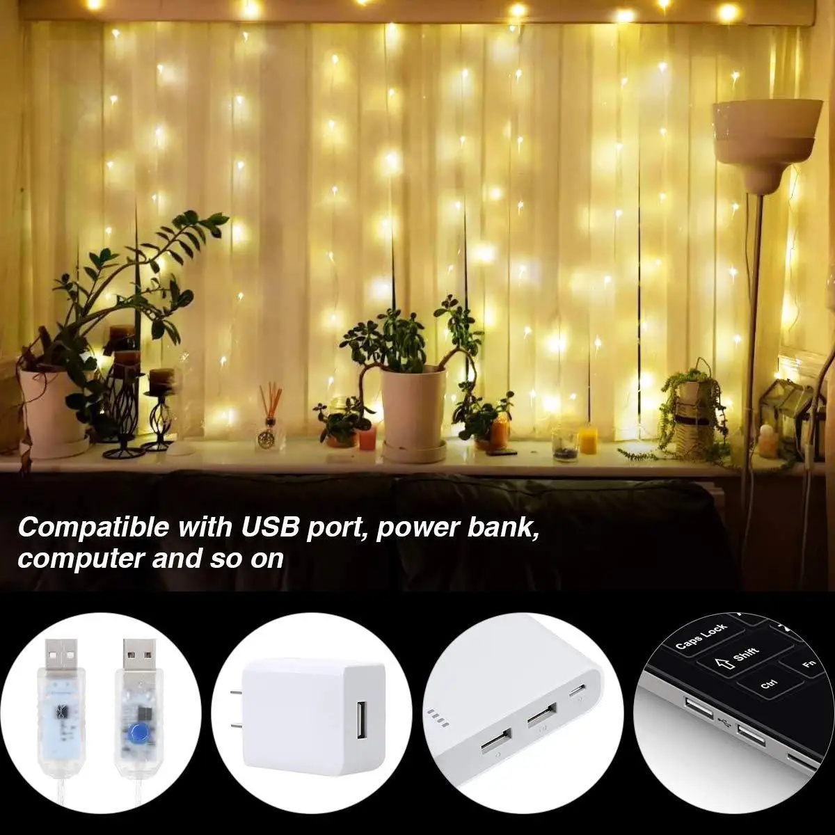 

3M LED Christmas Fairy String Lights Remote Control USB New Year Garland Curtain Lamp Decoration for Home Lights Decoration