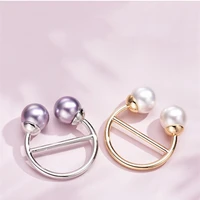 japanese simplicity brooch buckle shawl pearl u shaped ring clip clothes fixed metal brooch buckle women dress custom jewelry