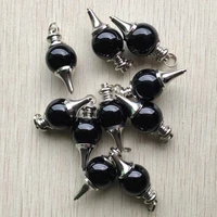 wholesale 10pcslot fashion good quality natural black onyx ball charm pendants for necklaces jewelry making free shipping