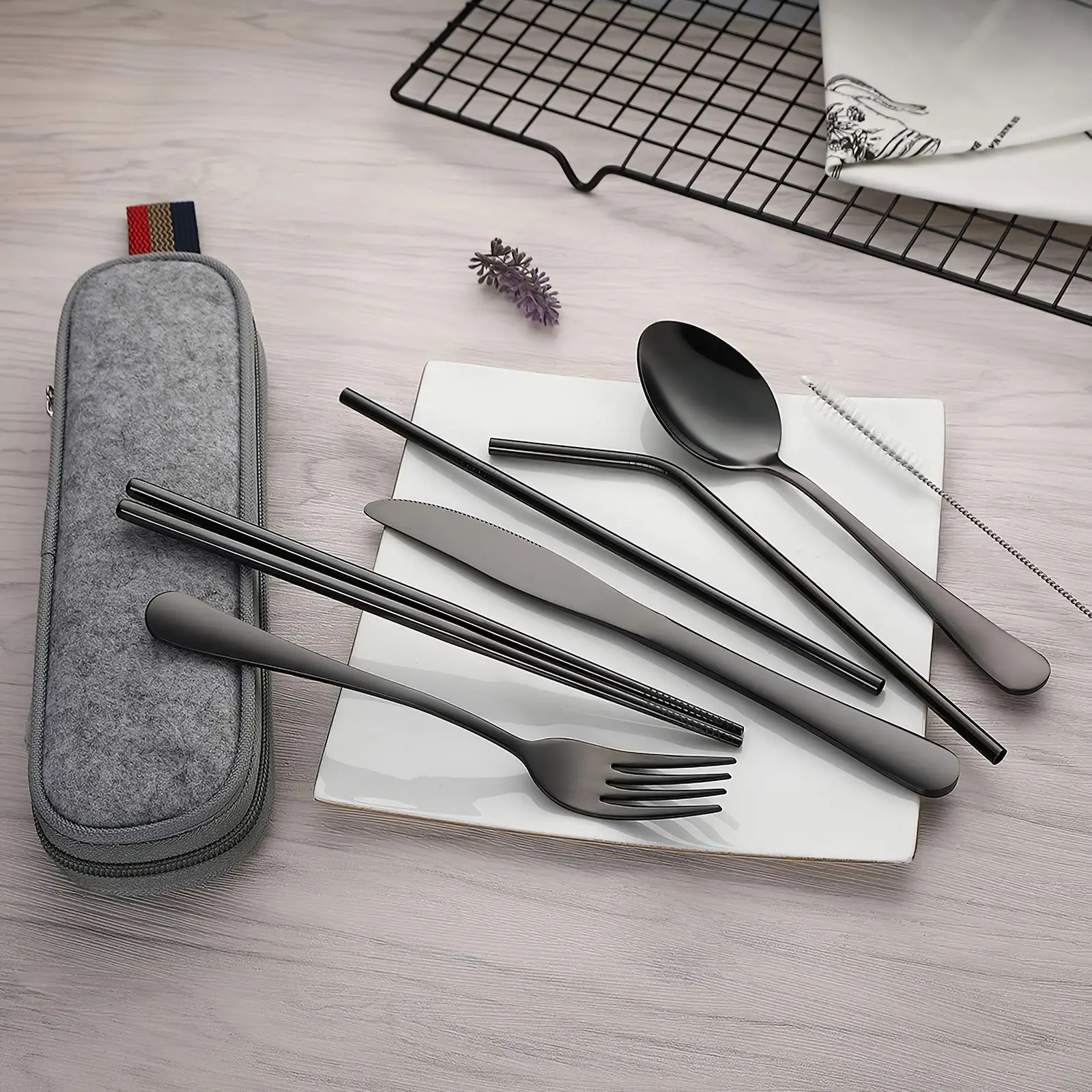 

Portable Cutlery Set Stainless Steel Outdoor Cutlery Set Travel Cutlery Set With Storage Bag Camping Picnic School