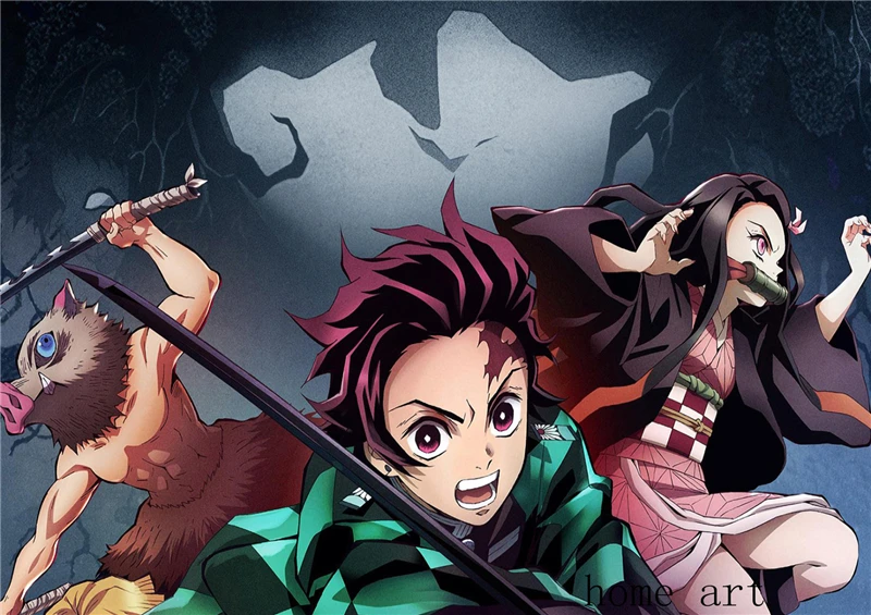 Плакат аниме рассекающий демонов бумага с белым покрытием печать четкое