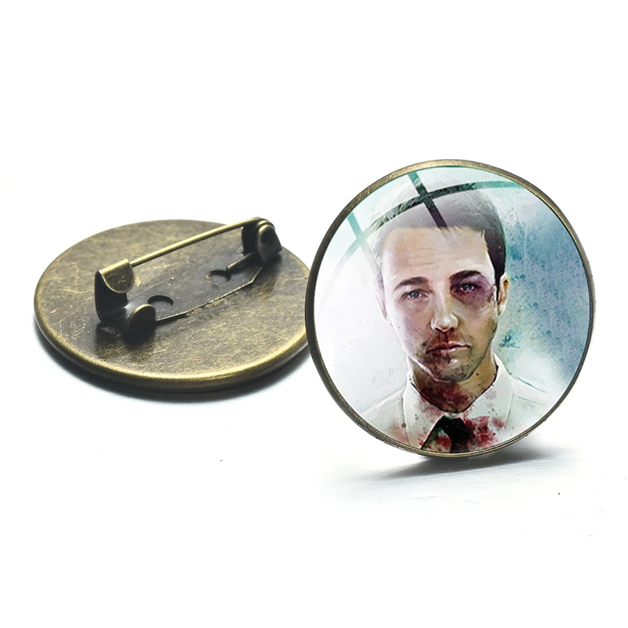 SIAN Simple Letter Print Fight Club Series Brooch Pins Glass Dome Movie Poster Bronze Badge for Fans Backpack Collected Souvenir | Ювелирные