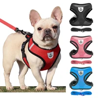 cat dog adjustable harness vest walking lead leash for puppy dogs collar polyester mesh harness for small medium dog cat pet