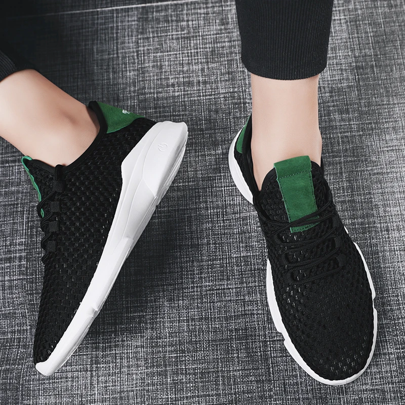 Brand Mesh Men Skateboarding Shoes Black Footwear Sneakers Flat Male Walking Shoes Summer Soft Outdoor For Men Rubber Shoes