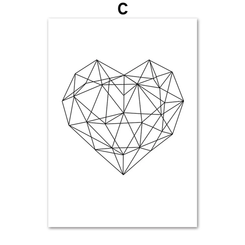 

Geometry Deer Elephant Heart Wall Art Canvas Painting Nordic Posters And Prints Black White Wall Pictures For Living Room Decor
