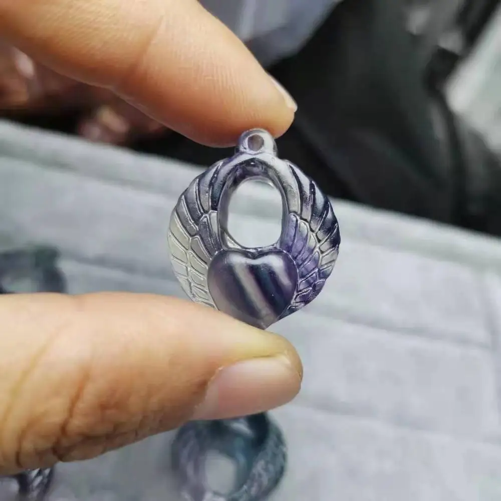 

25mm Natural Rainbow fluorite crystal pendant