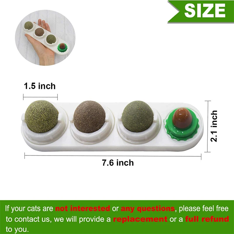 Catnip Wall Ball Toy Rotatable and Detachable Self-adhesive Edible Licking Snacks Kitten Playing Chewing Clean Teeth | Дом и сад