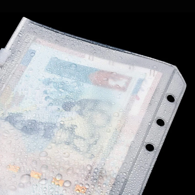

34 PCS Binder Pockets A6 Size 6 Holes Zipper Binder Pouch Folders Clear Waterproof PVC Loose Leaf Bags for 6 Ring Binder