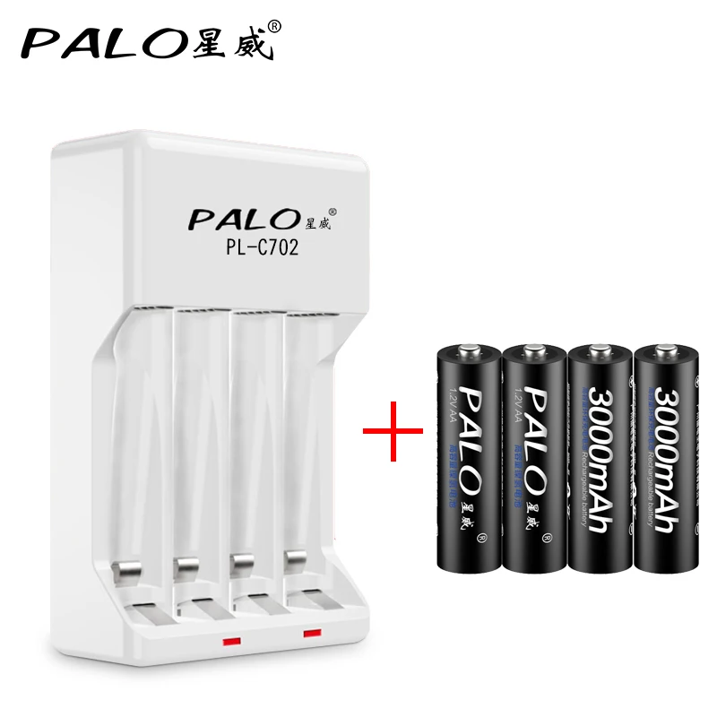 4 шт. 3000 мАч AA Ni MH аккумуляторная батарея с умным зарядным устройством для 1.2В CD AAA