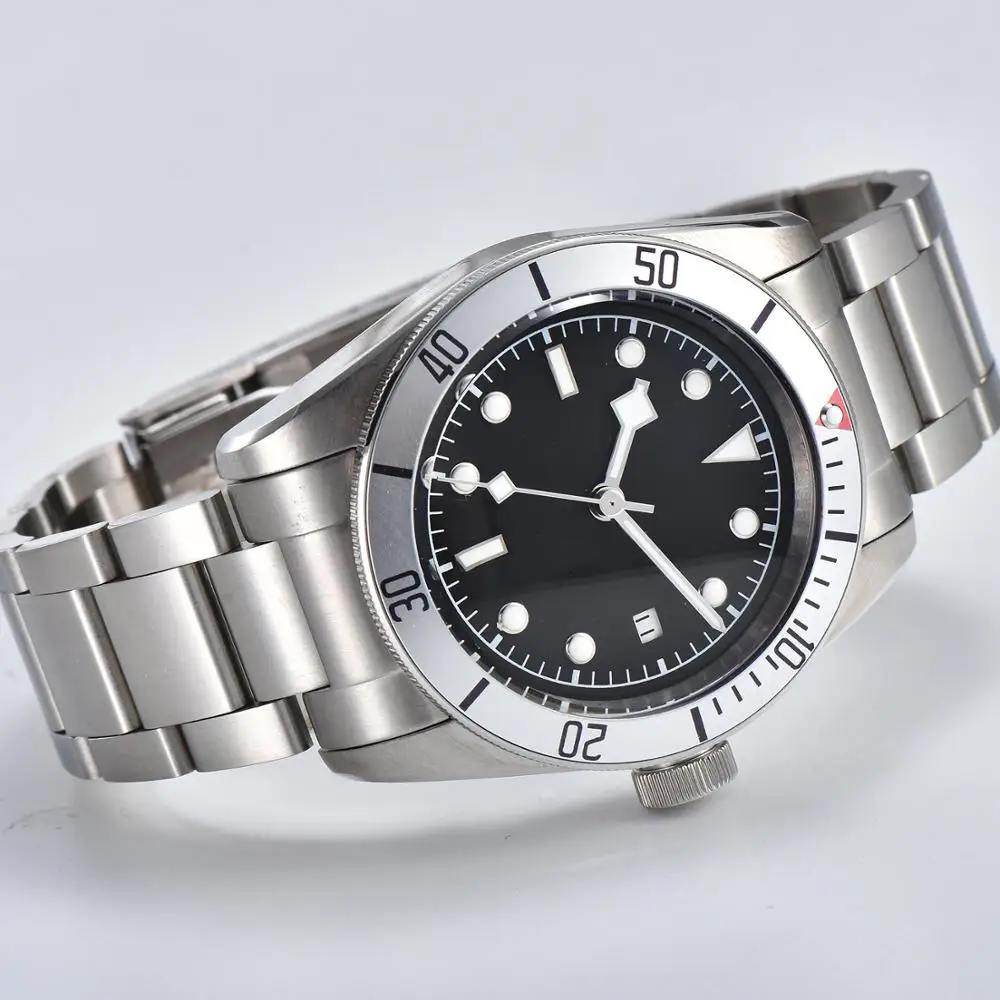 Автоматические механические часы 41 мм из минерального стекла стальной корпус