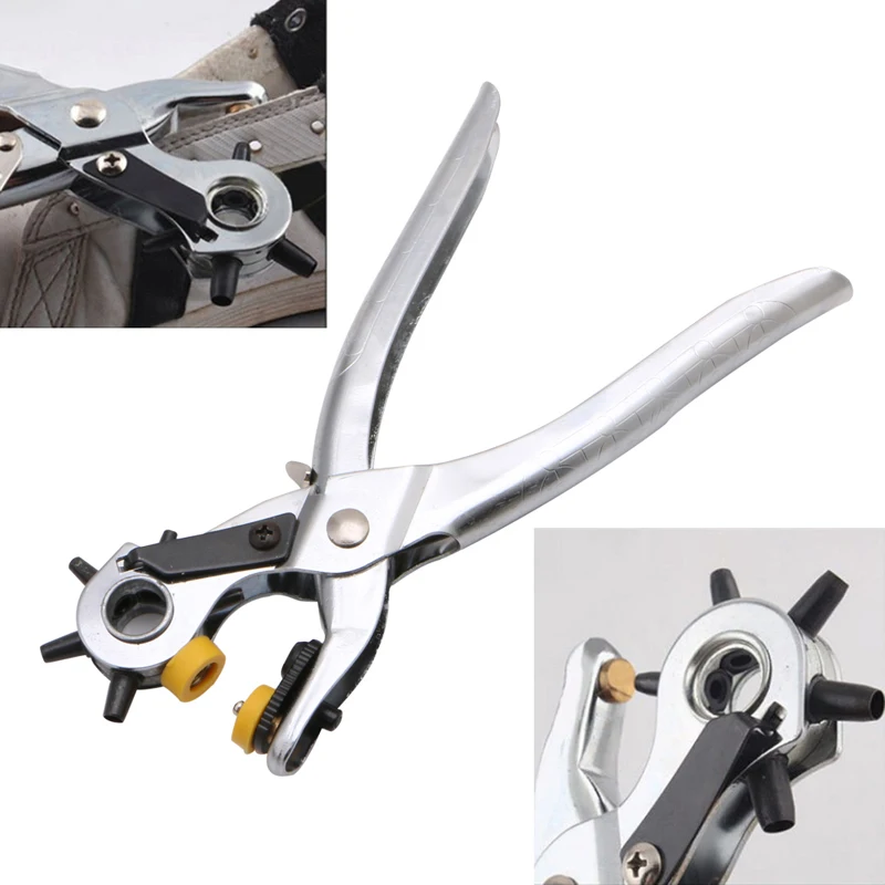 

New Leather Holes Punch Pliers Revolving Tool Heavy Duty Belt Hand Pliers Eyelet