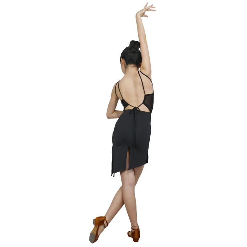 

Latin Dance Dress Female Sleeveless Black Dresses For Girls Latina Performance Costume Practice Clothes Samba Rumba Wear BL5568