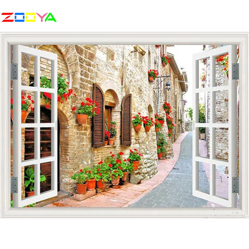 

Zooya 5D Diamond Painting Full Square/Round Landscape Diy Diamonds Embroidery Street Kits Diamond Mosaic Decorations Home JM128