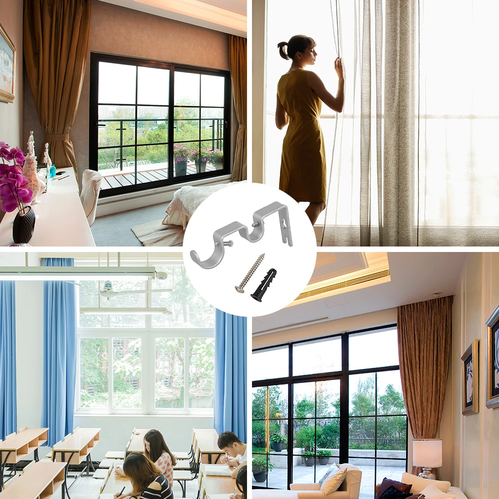 3 шт. кронштейны для штор сверхпрочные Двойные держатели прочные металлические