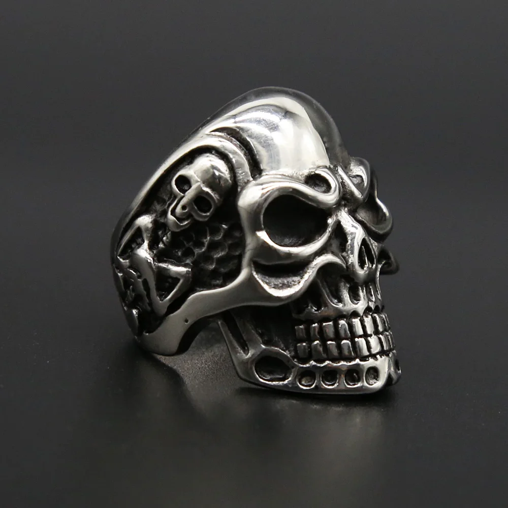Кольцо с черепом Kapala мужское Крутое кольцо в готическом стиле из нержавеющей