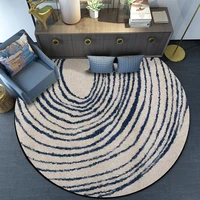 fashion simple grey blue irregular arc line round bedroom living room crystal velvet carpet floor mat