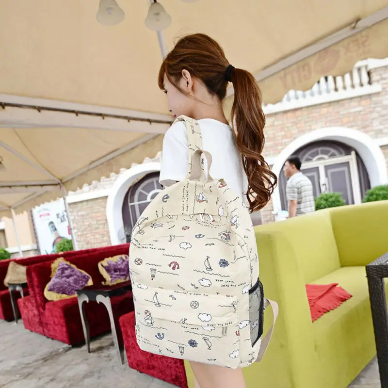 Новинка 2020 повседневный женский холщовый рюкзак с мультяшным принтом милый