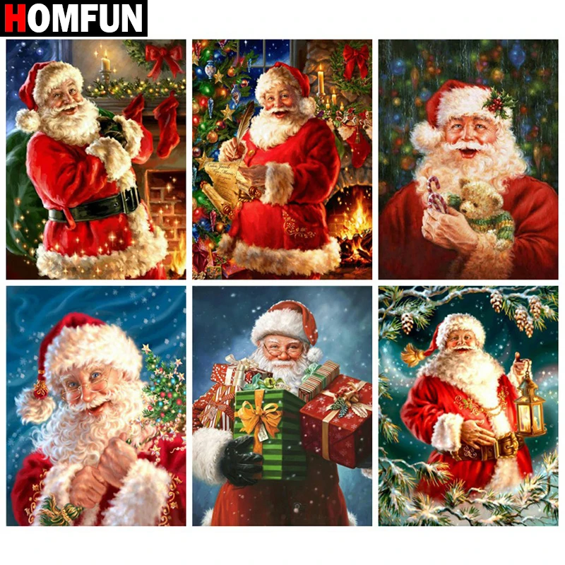 Алмазная 5D Вышивка HOMFUN набор для рукоделия Пейзаж Санта Клауса картина
