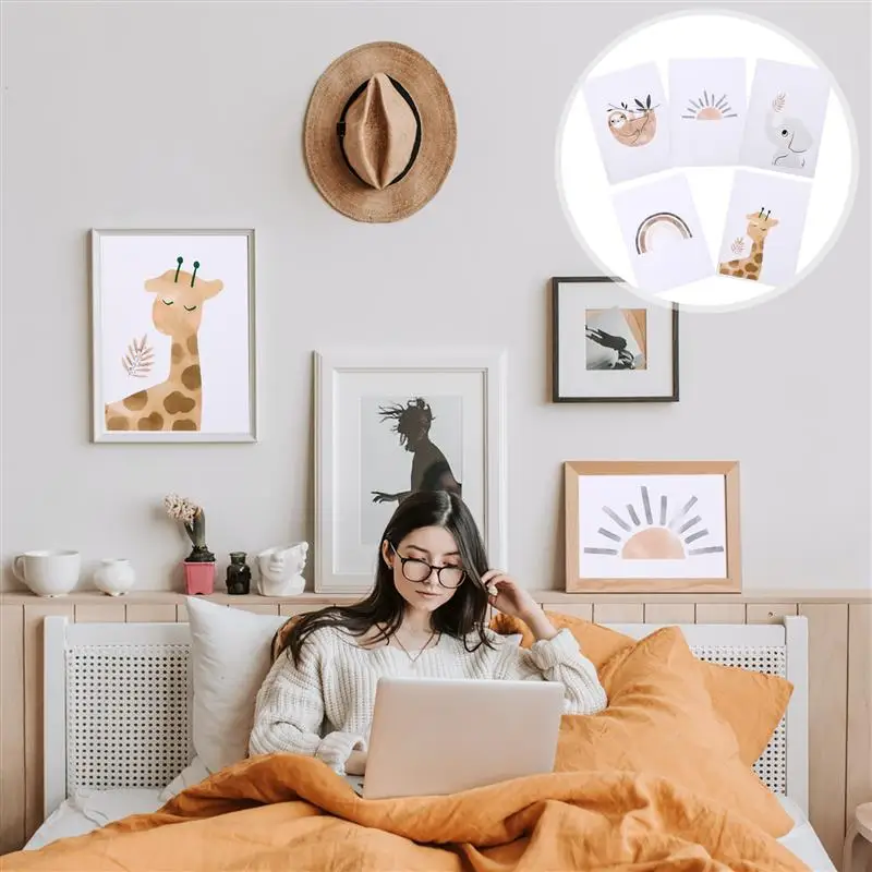 

6Pcs Lovely Animal Pattern Paintings Frameless Painting Adornments for Home
