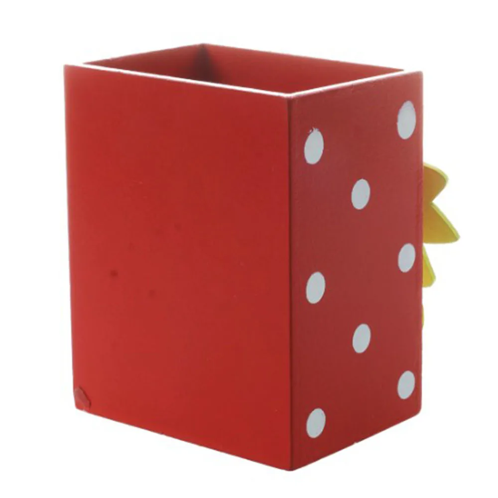

Smile Sun Red Wooden Pencil Pen Holder with Memo Clip