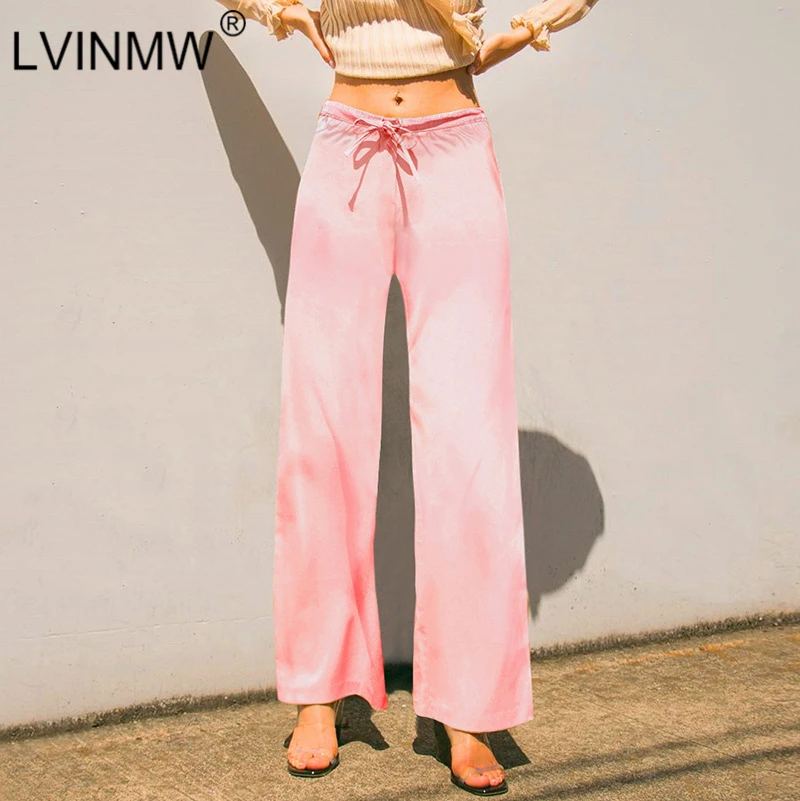 LVINMW повседневные сатиновые шелковые свободные на шнуровке широкие штаны