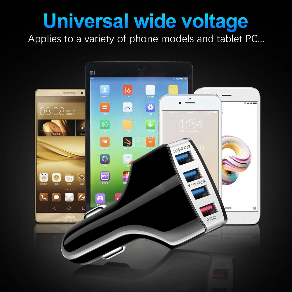 

Suhach Quick Charger 3.0 Car Charger Adapter 7A QC3.0 Turbo Fast Charging 4 USB Car Mobile Phone Charger for iPhone Xiaomi