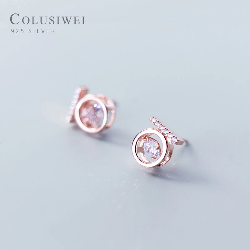 

Colusiwei Genuine 925 Sterling Silver Sparkling AAA Zircon Round Stud Earring for Women Fashion Wedding Engagement Fine Jewelry