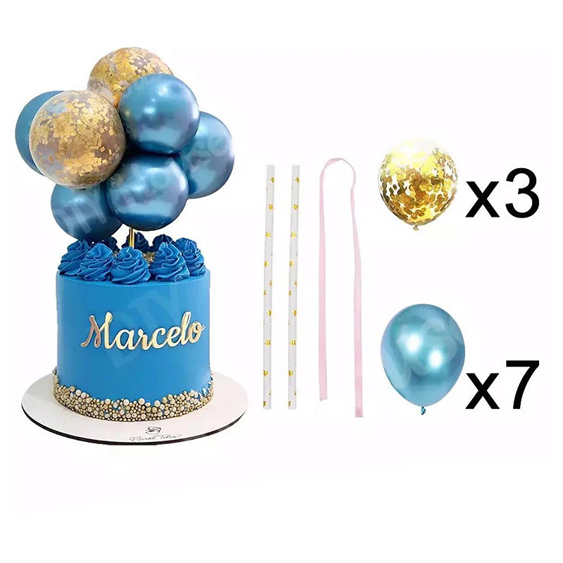 

5inch Children's Birthday Cake Topper Confetti Golden Latex Arch Balloon Plug-in Holiday Party Baking Dessert Decoration Supply