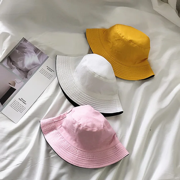 Панама Двусторонняя хлопковая Складная для мужчин и женщин однотонная шляпа от