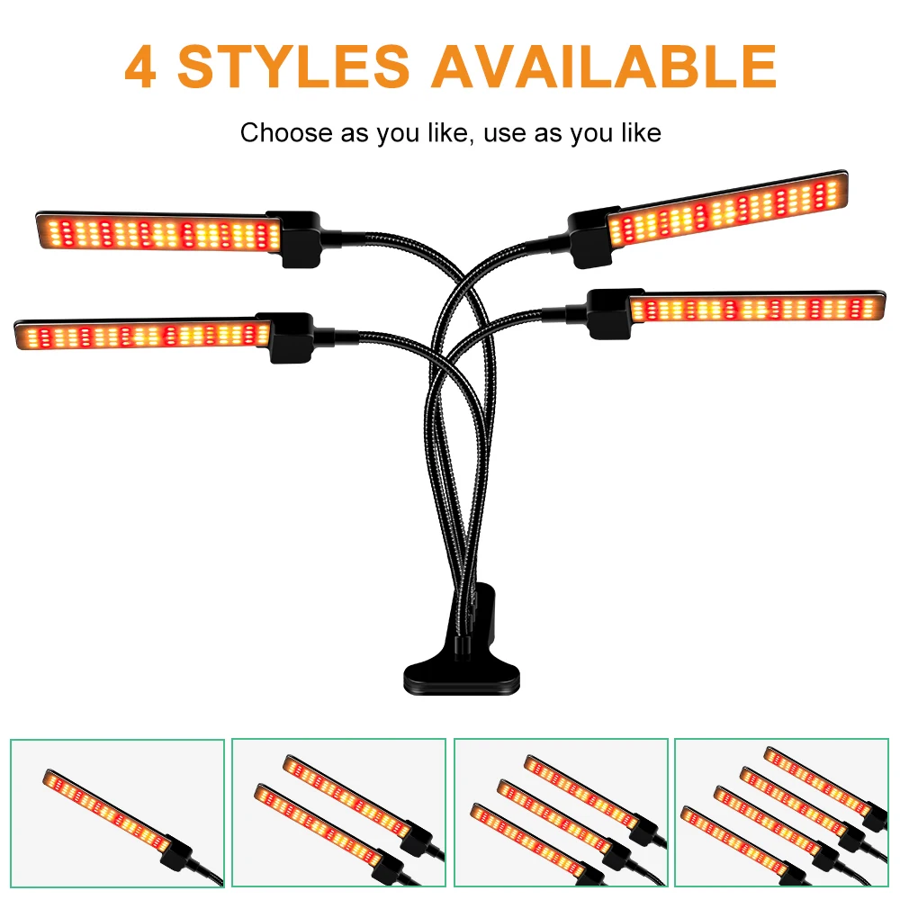 

4 Heads LED Grow Light Full Spectrum Phytolamp for Plants Greenhouse Indoor Growth Lighting Hydroponics Home Plant Seeds Lamps