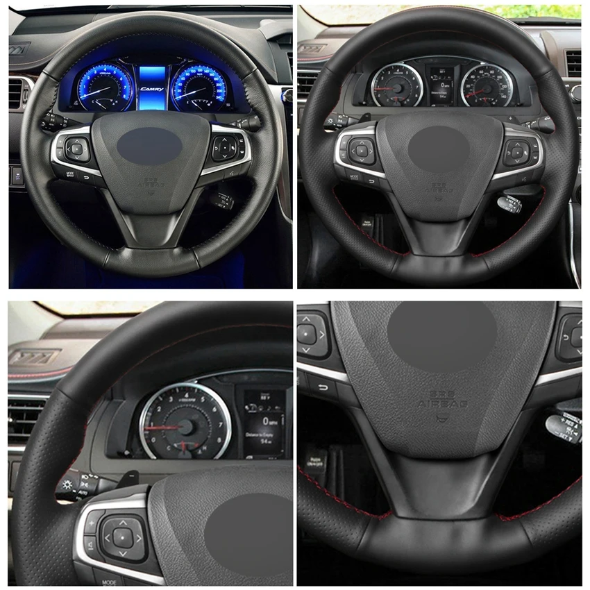 Черные сапоги из натуральной кожи чехол рулевого колеса автомобиля для Toyota Camry 2015