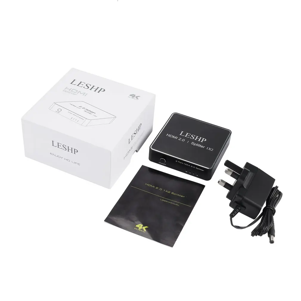 

LESHP HDMI 2.0 1x2 Splitter Supports Full HD 4x2K 3D One Input to Two Outputs Support Video Format up to 4k2k 30Hz