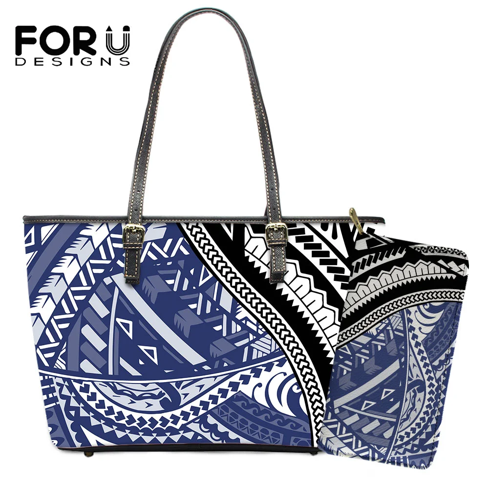 

FORUDESIGN Women's Handle Bag 2021 Classic Polynesian Tribal Brand Design PU Big Bag Tote Fashion Ladies Leather Shoulder Bags