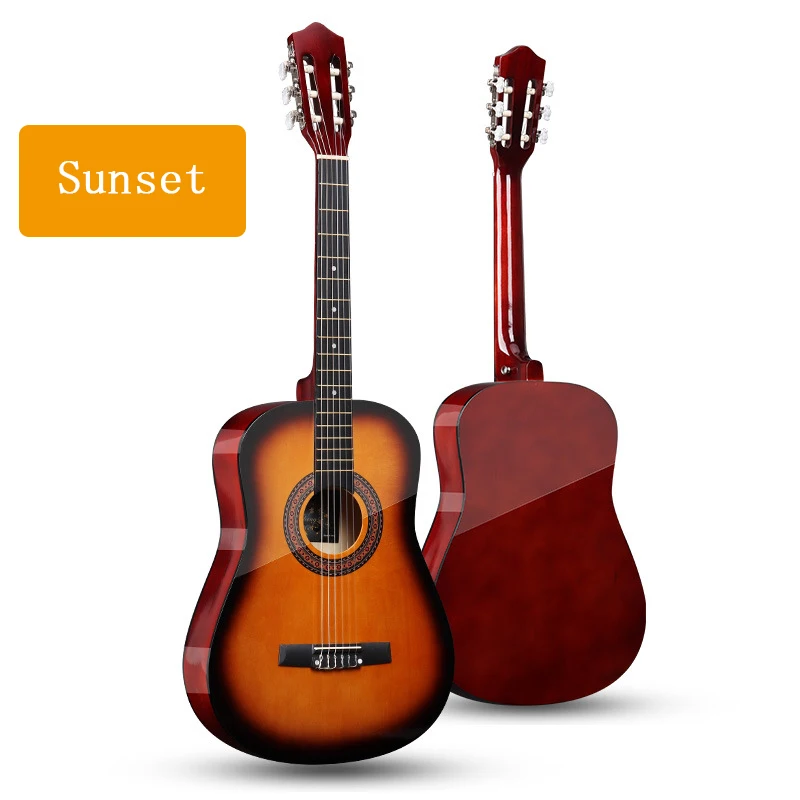 Классическая гитара 38 дюймов яркий закругленный инструмент из липы для взрослых