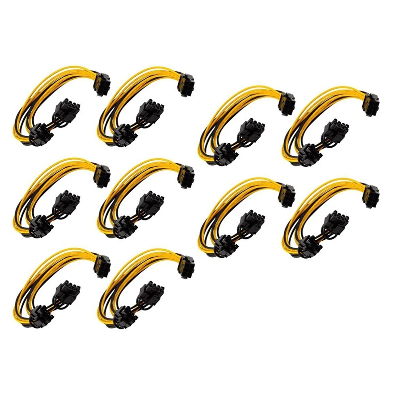10Pcs 6Pin to 2X8Pin(6+2)Pin Power Cable 6 Pin PCI E to 2XPCIe 8 (6+2) Pin Graphics Video Card PCI-E VGA Power Cable