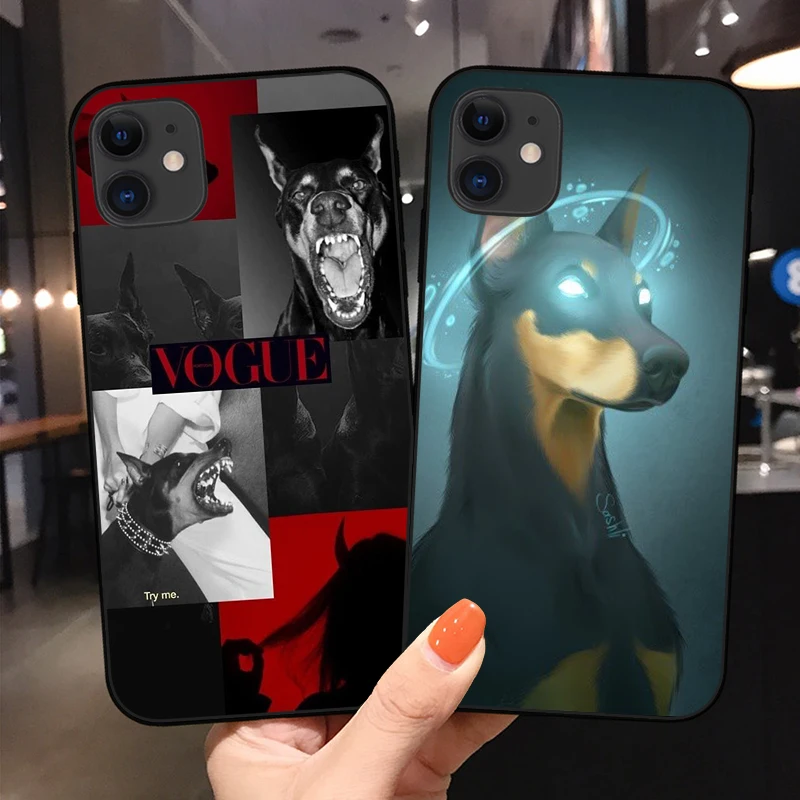 

Doberman animal dog Phone black Cover For iPhone11 12 Pro Max X XS XR Max 6 6S 7 8Plus SE20 12Mini Soft Silicone TPU Case Fundas