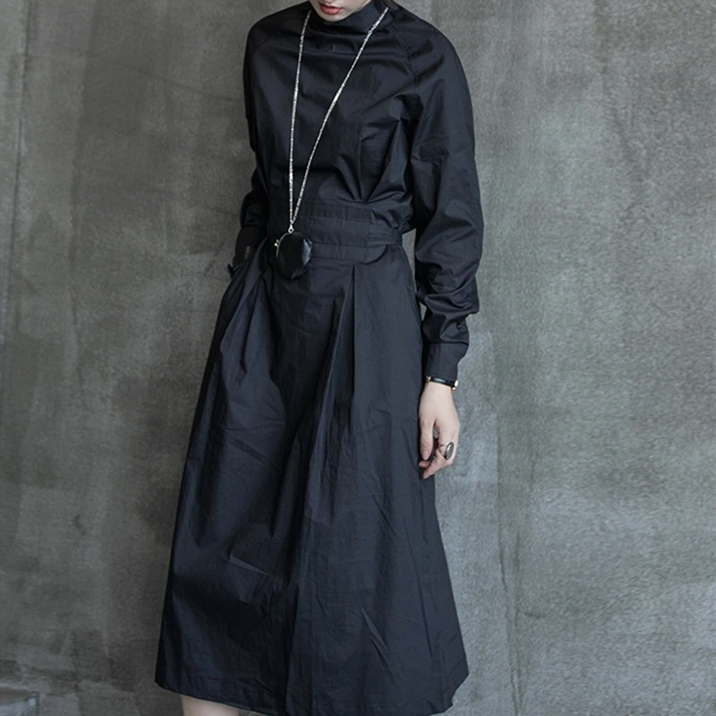 Осенняя мода Женская длинная рубашка платье темно CDG стиль yohji yamamoto шоу одежда с