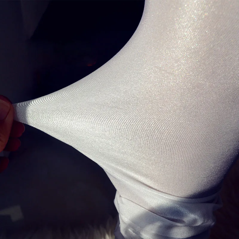 Белый Sissy мужское Фетиш белье 70D полупрозрачное блестящее масло глянцевый пенис багажник оболочка или открытый промежность колготки - Цвет: Белый