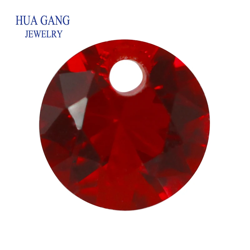 

1.0-16mm Red Glass With Hole Round Shape Machine Cut Loose Glass Stone Synthetic Gems For Jewelry Free Shipping