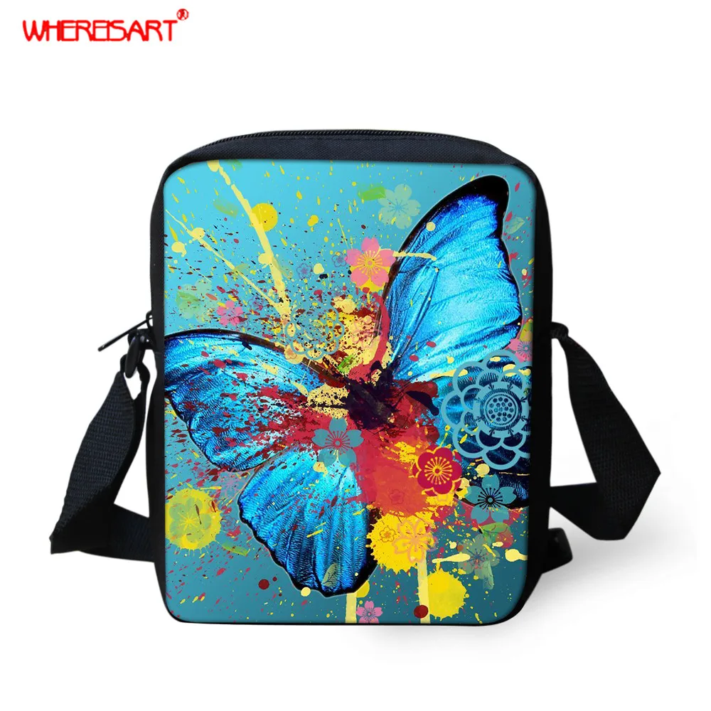 

WHEREISART, женские сумки-мессенджеры с 3D принтом бабочки, Женская Повседневная модная сумка через плечо с красочным рисунком, женская сумка-бан...