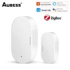 Датчик двери Tuya Smart Zigbee, детектор открытиязакрытия помещения, оповещение от приложения, охранная сигнализация, поддержка Smart Life, Alexa, Google